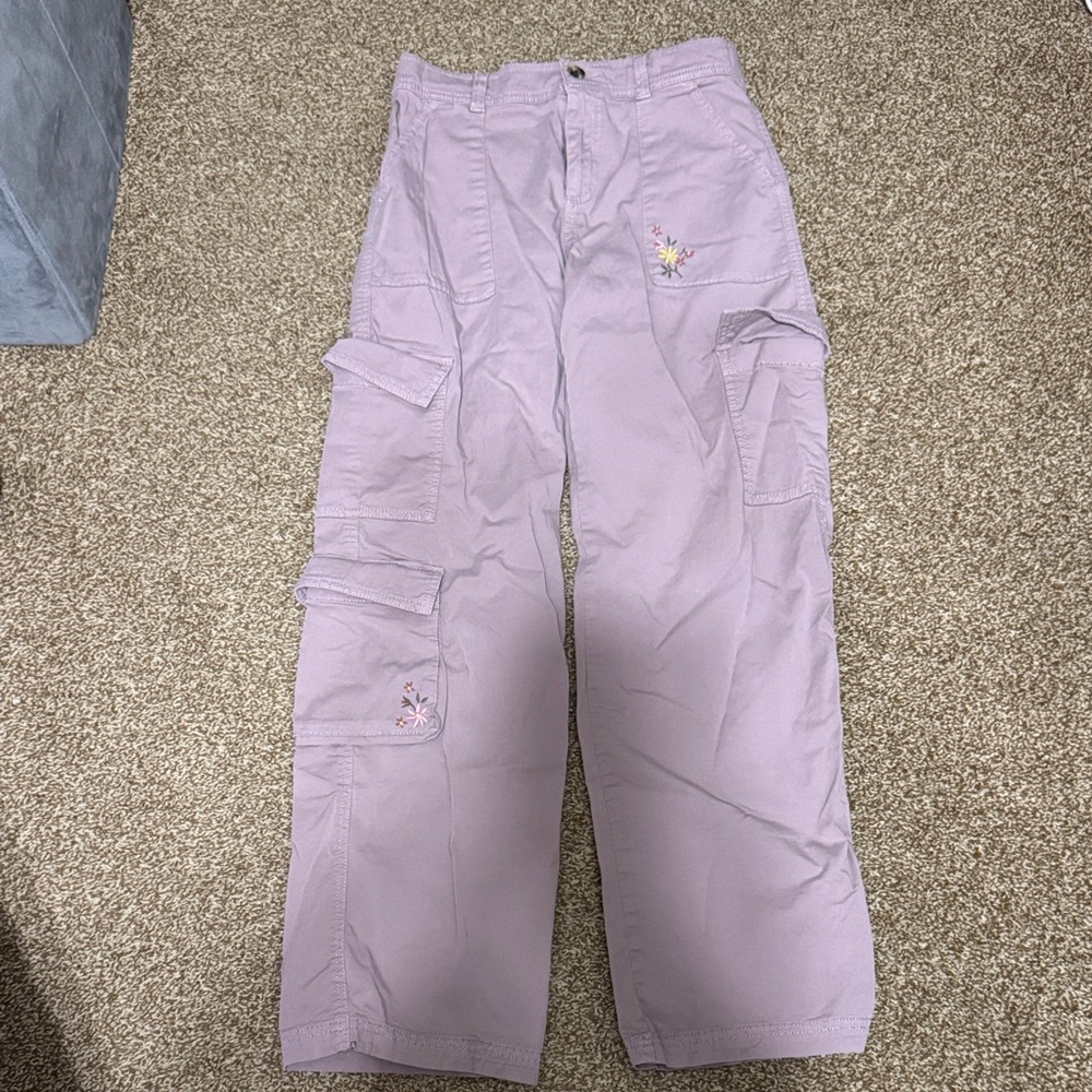 SO Lilac Cargo Pants with Floral Detail